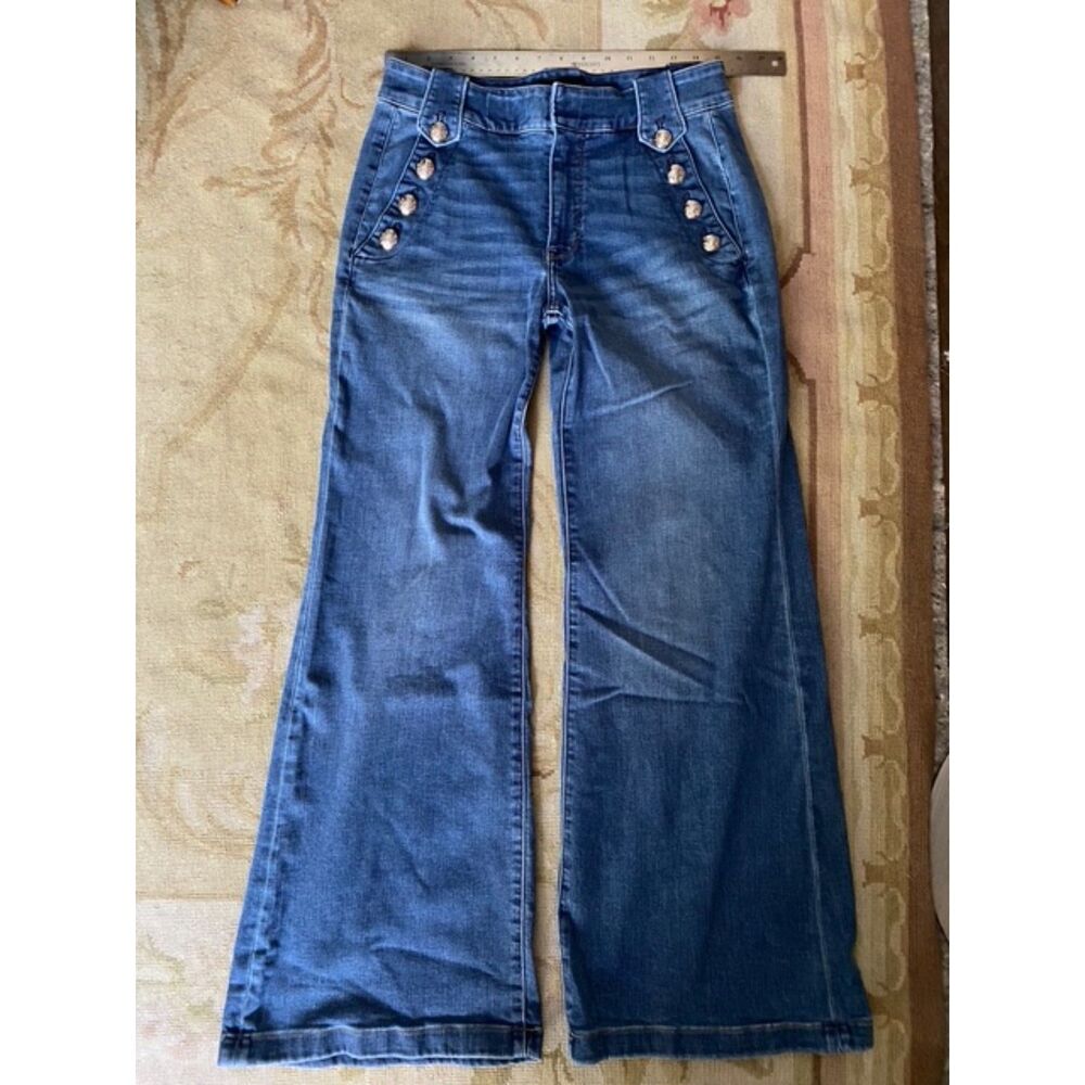 EUC White House Black Market Mariner Wide Leg Blue Jeans 10 - Picture 2 of 4